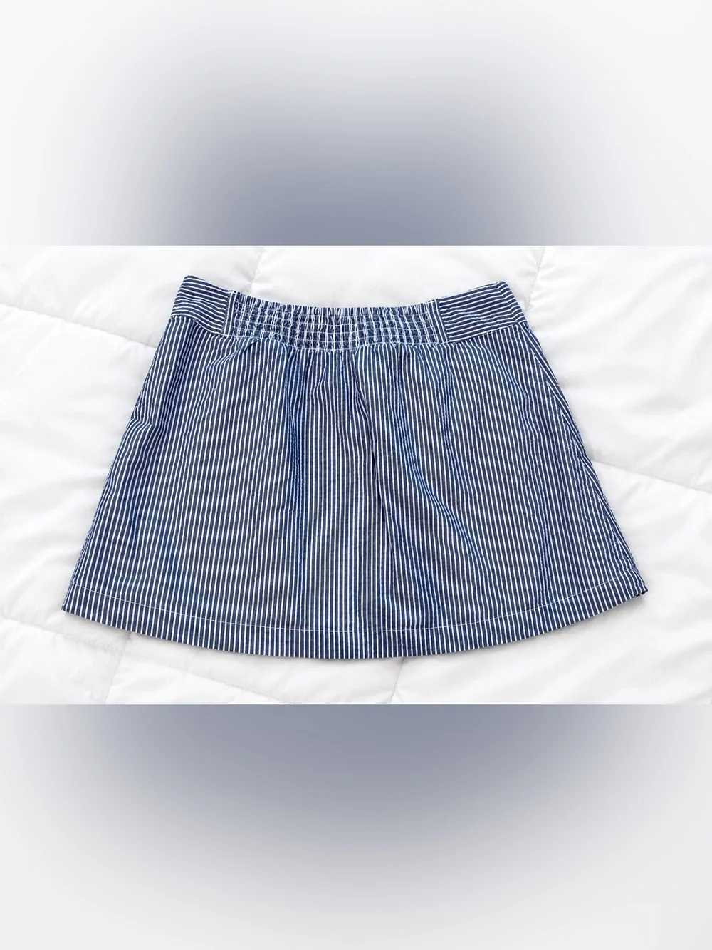 American Eagle Blue White Stripe Button Front Mini Skirt XS